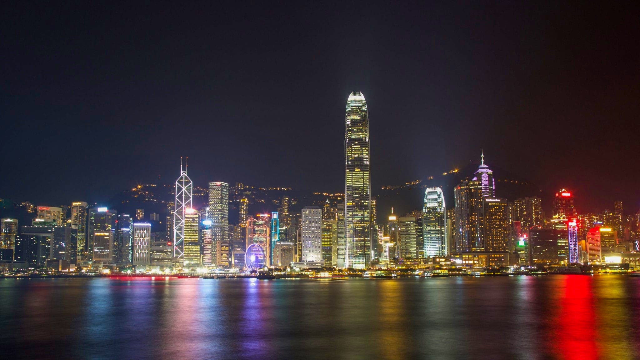 Victoria Harbour, Hong Kong at night